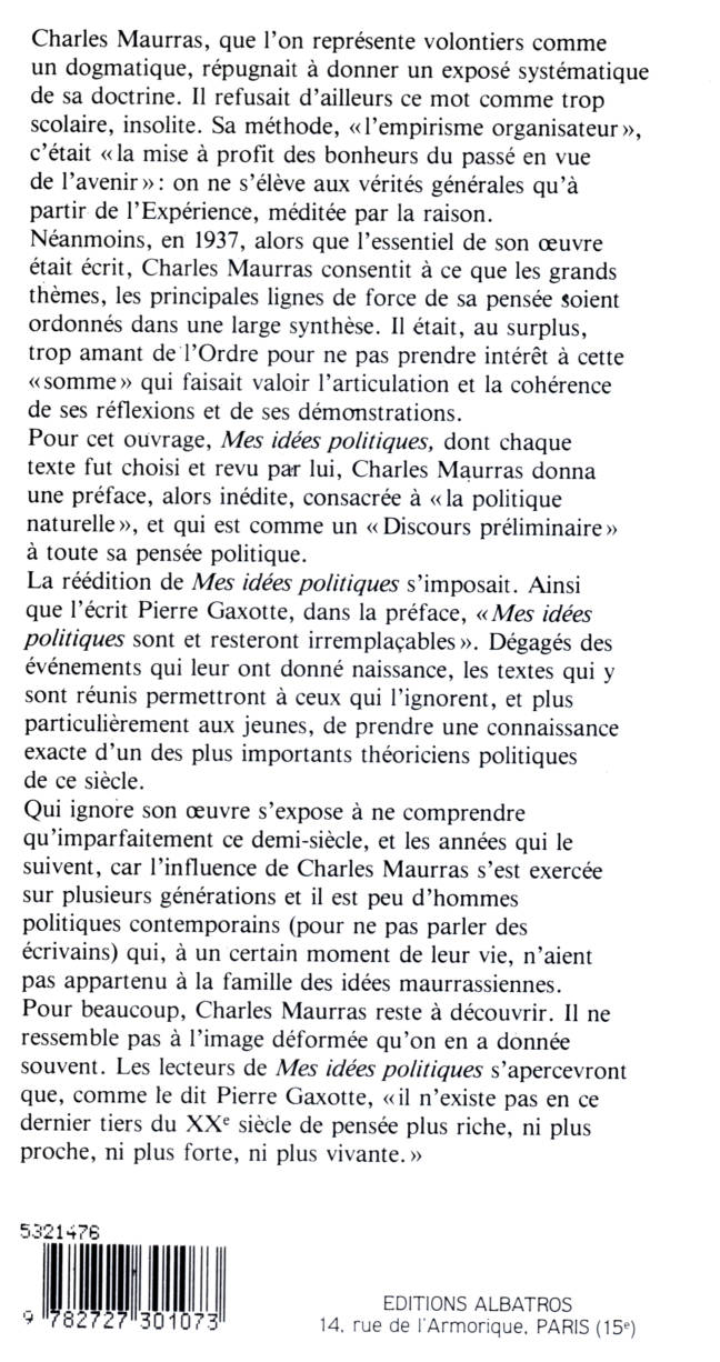 Charles Maurras préface de Pierre Gaxotte de l'Académie Française