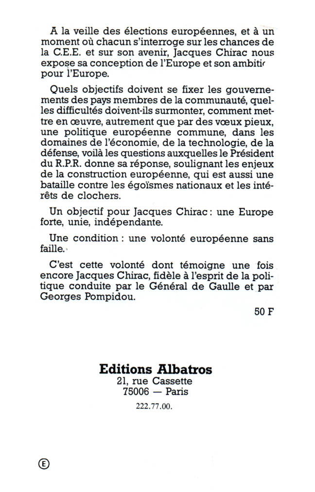Oui à l'Europe Jacques Chirac éditions Albatros